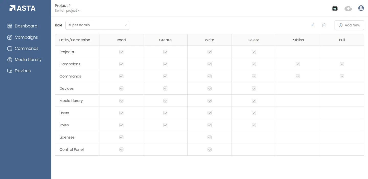 The Roles page